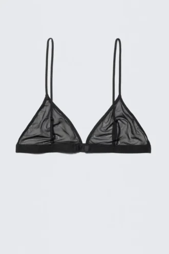 Blød mesh-triangel-bh – sort