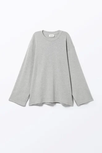 Blød, oversized langærmet top – grå melange
