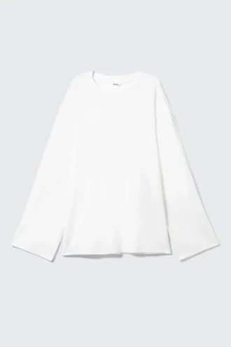Blød oversized langærmet top – hvid
