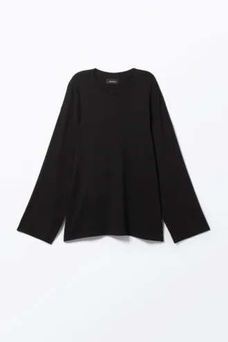 Blød, oversized langærmet top – sort