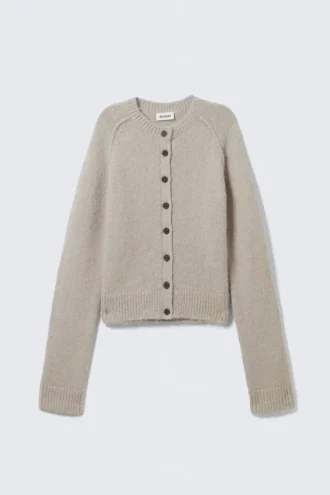 Blød slim fit cardigan i uldblanding – Light Mole