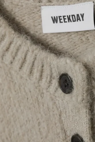 Blød slim fit cardigan i uldblanding – Light Mole