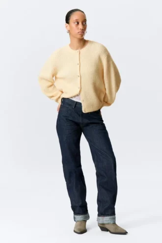Blød strikket Cardigan – lys gul