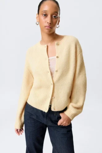 Blød strikket Cardigan – lys gul