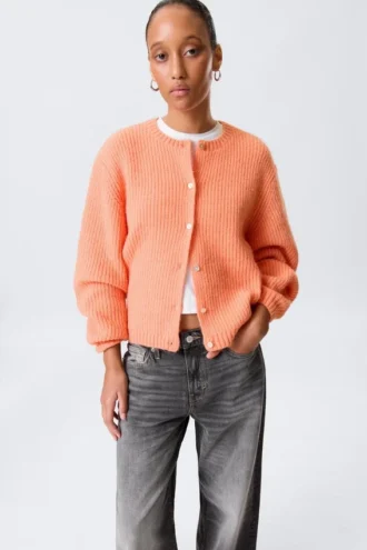 Blød strikket Cardigan – lys orange