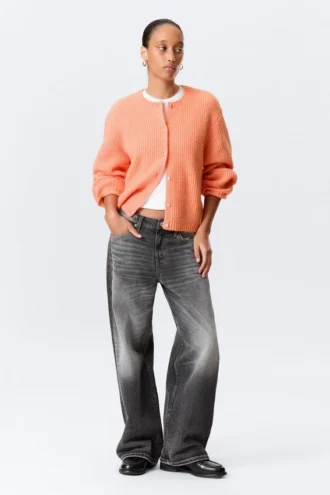 Blød strikket Cardigan – lys orange