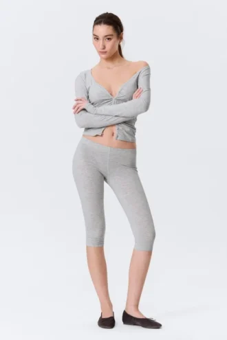 Bløde capri-leggings med mellemhøj talje – grå melange
