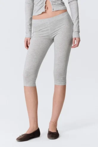 Bløde capri-leggings med mellemhøj talje – grå melange