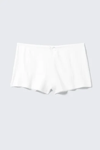 Bløde pyjamas-shorts i pointelle – Hvid