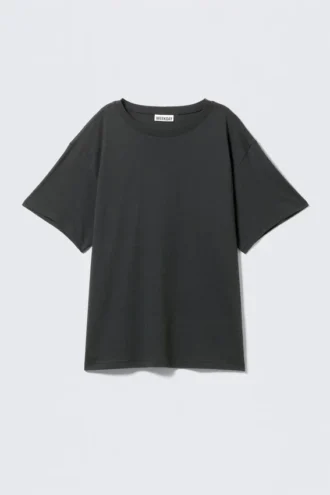 Blødt, oversized T-shirt med korte ærmer – mørkegrå