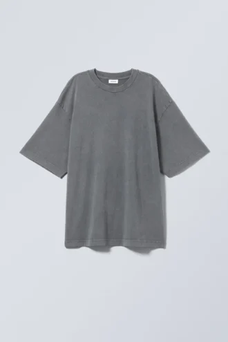 Blødt oversized T-shirt – vasket støvet blå