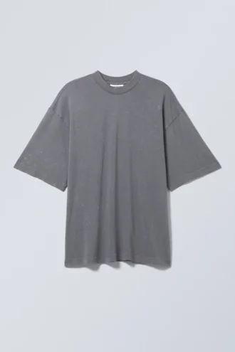 Blødt oversized T-shirt – vasket støvet blå