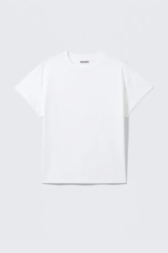 Boksformet bomulds-T-shirt med korte ærmer – hvid