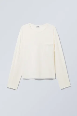 Boksformet langærmet t-shirt – hvid