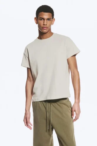 Bomuldst-t-shirt med korte ærmer og boxy pasform – Light Dusty Mole