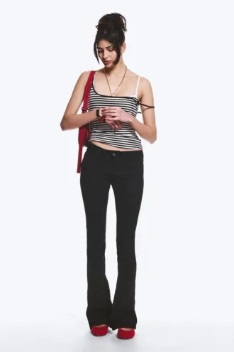 Booty Bei Low Rise Skinny Bootcut Jeans – Black Top Rinse | Cheap Monday Gb