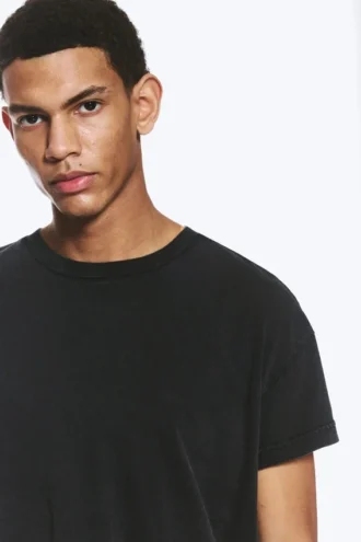 Boxy bomulds-T-shirt med korte ærmer – Worn Black