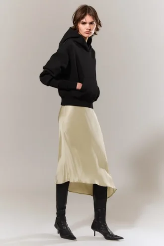 Boxy bomuldsfleece-hettetrøje – sort