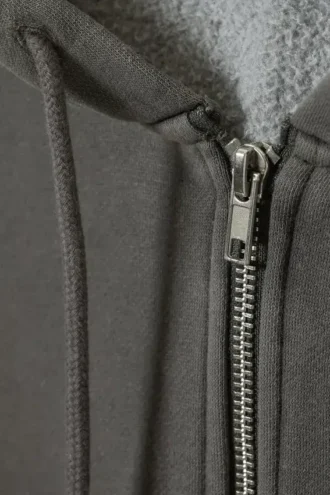 Boxy Heavyweight Zip Hættetrøje – Mørkegrå