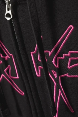 Boxy Med print Zip Hættetrøje – Spike Error Logo