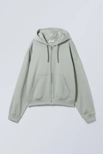 Boxy Midweight Zip Hættetrøje – Dusty Grey