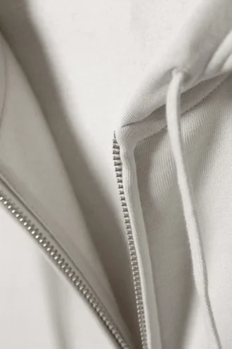 Boxy Midweight Zip Hættetrøje – Lys støvet grå