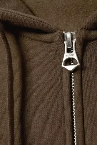 Boxy Midweight Zip Hættetrøje – Mørkebrun