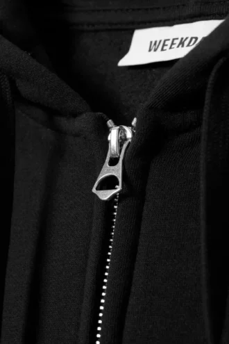 Boxy Midweight Zip Hættetrøje – Sort