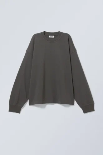 Boxy sweatshirt med rund hals – off-black