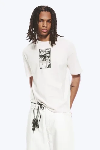 Boxy T-shirt med print – Hvid – Tears