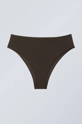 Brasilianske bikinibukser med høj talje – mørkebrun