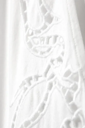 Broderie Anglaise løstsiddende bukser – hvid