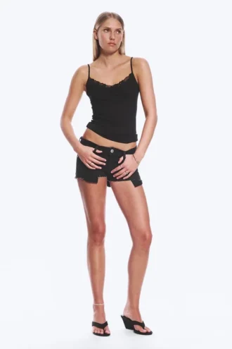 Camisole med stropper og snøring – sort