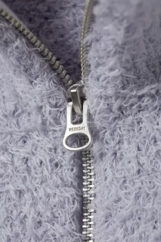 Carla Zip Hairy Cardigan – Dusty Lilac