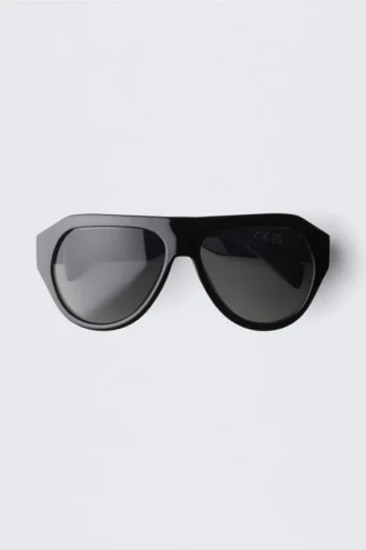 Chunky Aviator Unisex-solbriller – Sort – Sorte glas