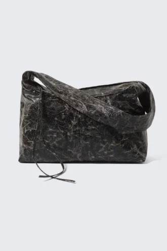 Coated rektangulær skuldertaske – Coated sort
