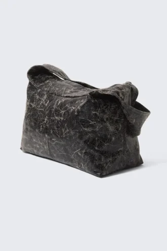 Coated rektangulær skuldertaske – Coated sort