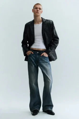 Cracked Single-Breasted Blazer – Sort