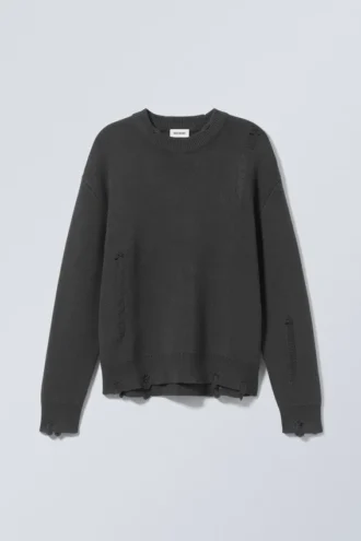 Daniel afslappet trøje med distressed-look – mørkegrå