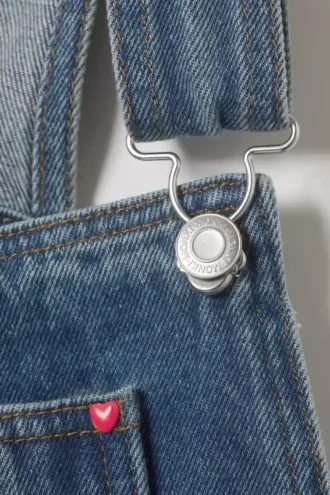 Denim-smækbukser-minikjole – Sunset Blue – Medium Blue