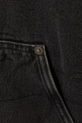 Denimjakke med hætte og fleecefor – Black Tie