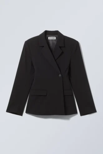 Dobbeltknappet blazer i jakkesætstof – sort