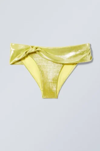 Draperede bikinibukser – skinnende gule