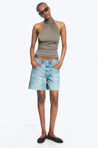 Draperet halterneck-top – Dusty Mole