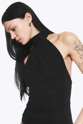 Draperet halterneck-top – sort