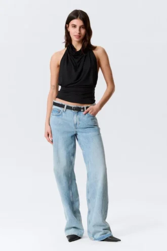 Draperet halterneck-top – sort