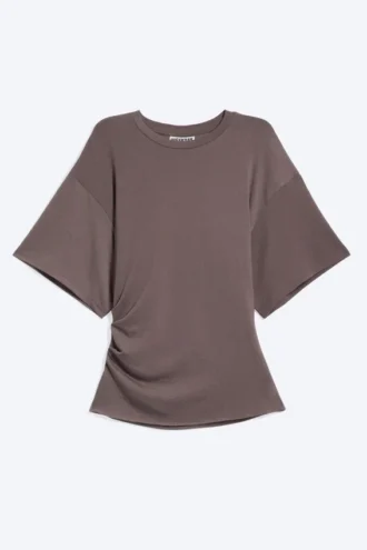 Draperet, tætsiddende T-shirt – Dusty Plum