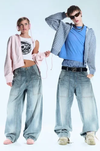 Dunno Unisex lavtaljede, løse Jeans med tøndeformede ben – Cloudy Blue – Medium Blue | Cheap Monday Gb