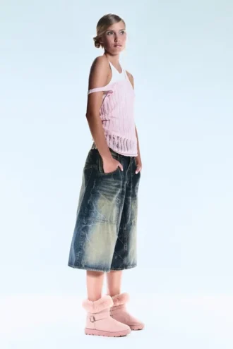 Dunno Unisex Loose Fit Carpenter Jorts – Canyon Blue – Dark Blue | Cheap Monday Gb