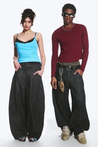 Dunno Unisex Low Rise Loose Barrel Jeans – Black Rinse – Sort | Cheap Monday Gb